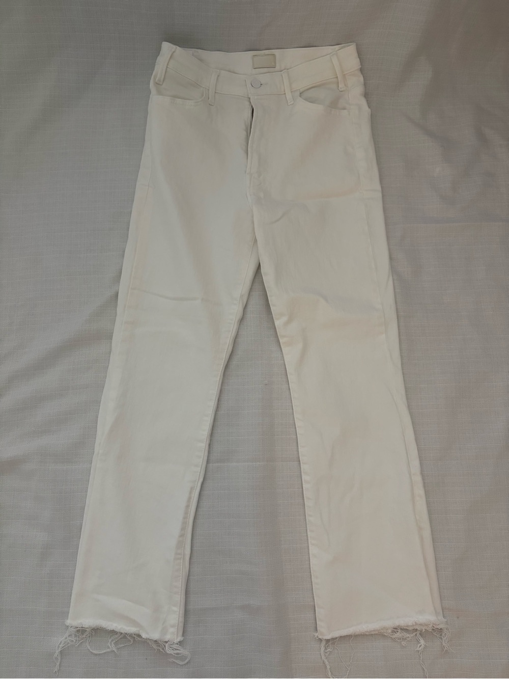 Mother hustler ankle frayed White Jeans